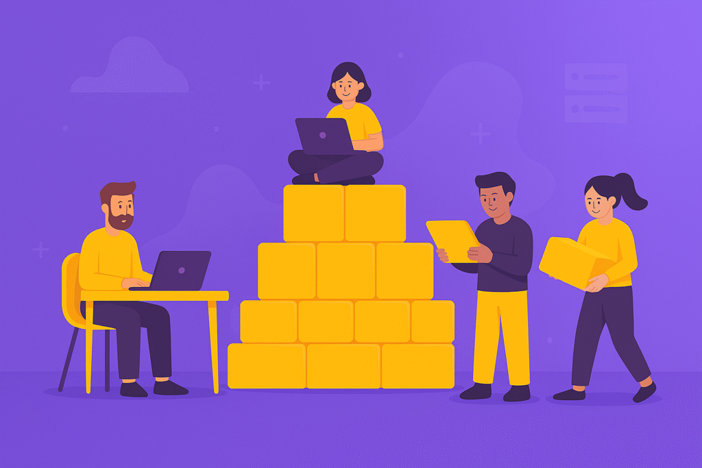 Travail en collaboration de plusieurs personnages développant un site internet